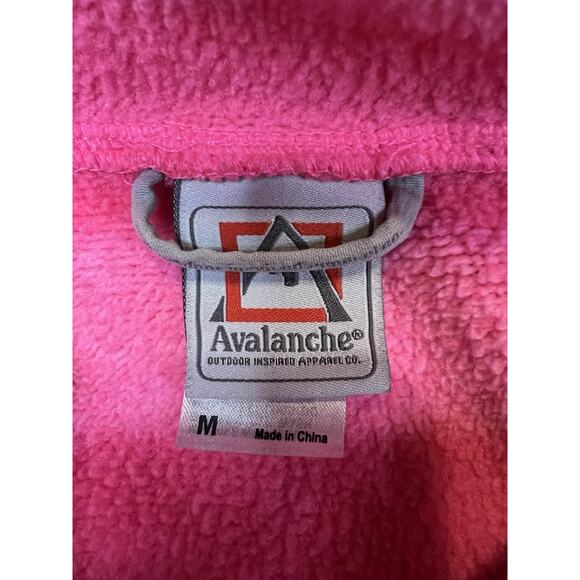 AVALANCHE Button V-Neck Pink Striped Hooded Sweatshirt Hoodie Women's Size M - Picture 4 of 6
